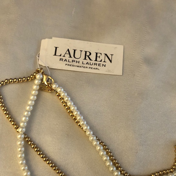 Lauren Ralph Lauren 2PC Layered Necklace Freshwater Pearls Ball Chain Charm NWT - Picture 13 of 13